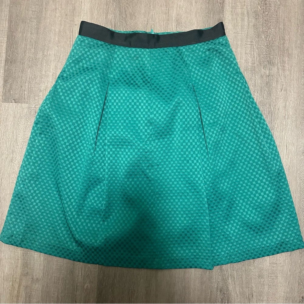Turquoise A-line knee length skirt
